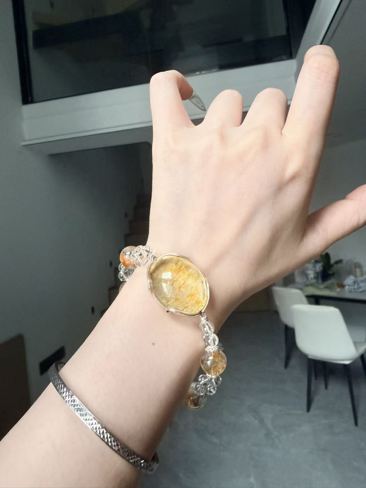 Golden Sand Garden quartz S925 bracelet