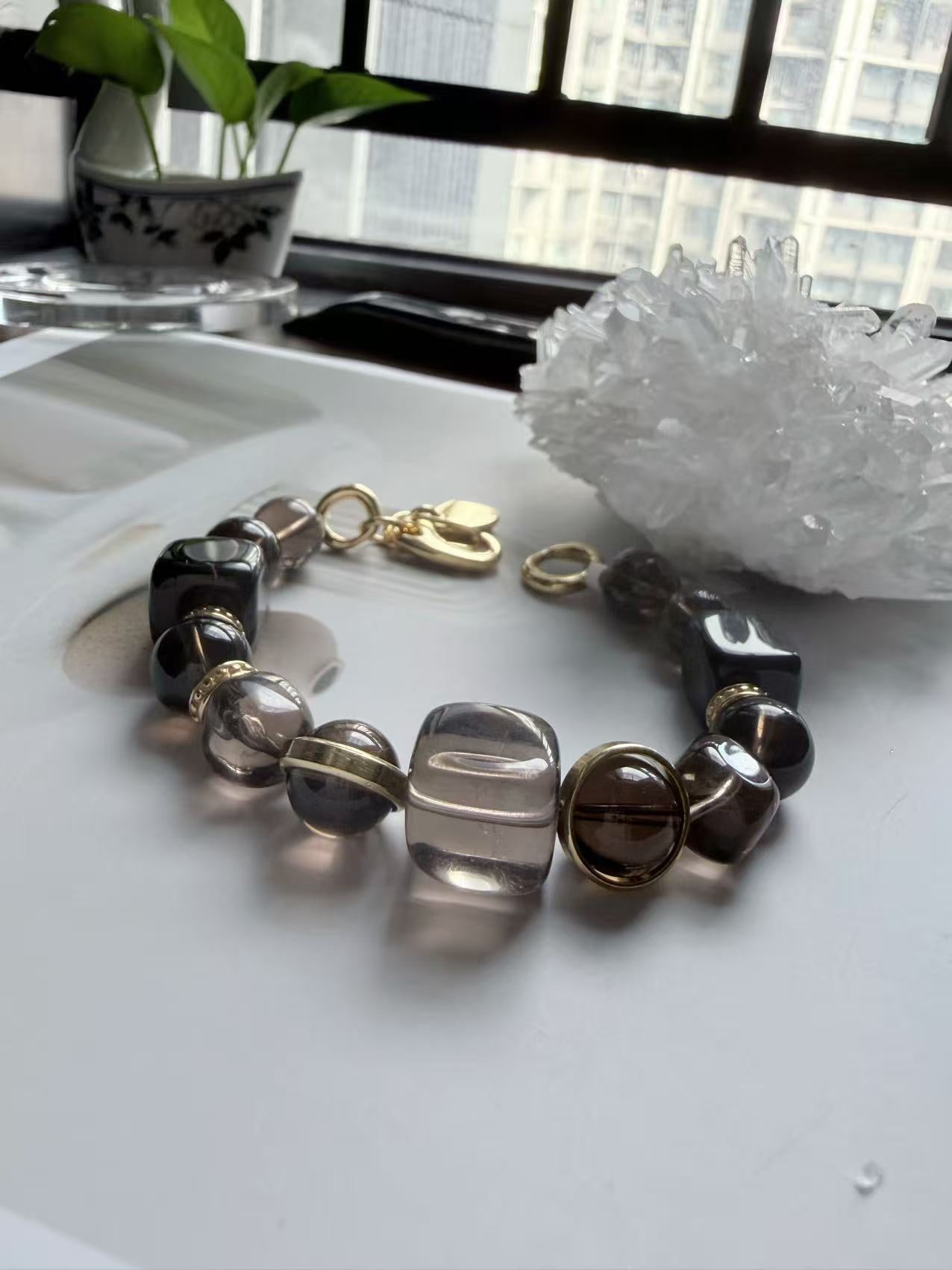 Smoky Quartz & Titanium Bracelet