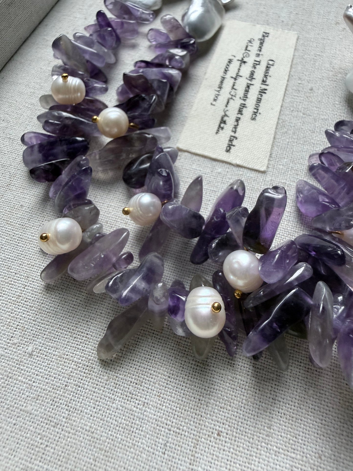 Amethyst&shell pear Titanium necklace