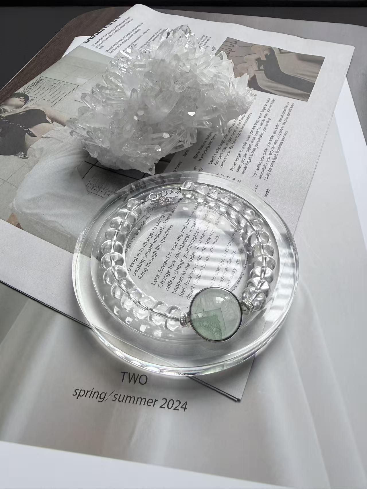 Tianshan Phantom Quartz & Clear Quartz Bracelet