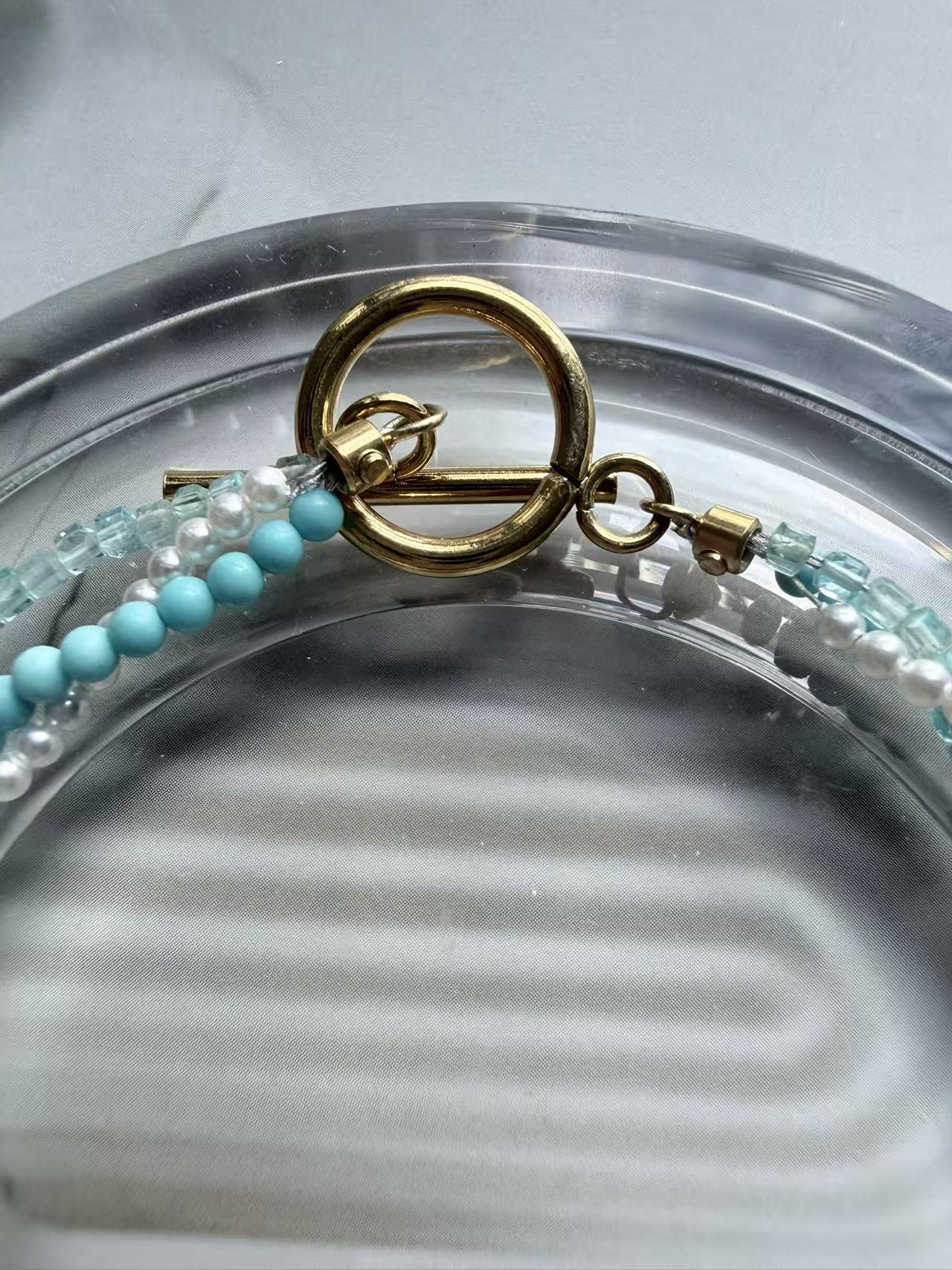 Pearl, Apatite & Turquoise with Carved Shell Charm Bracelet