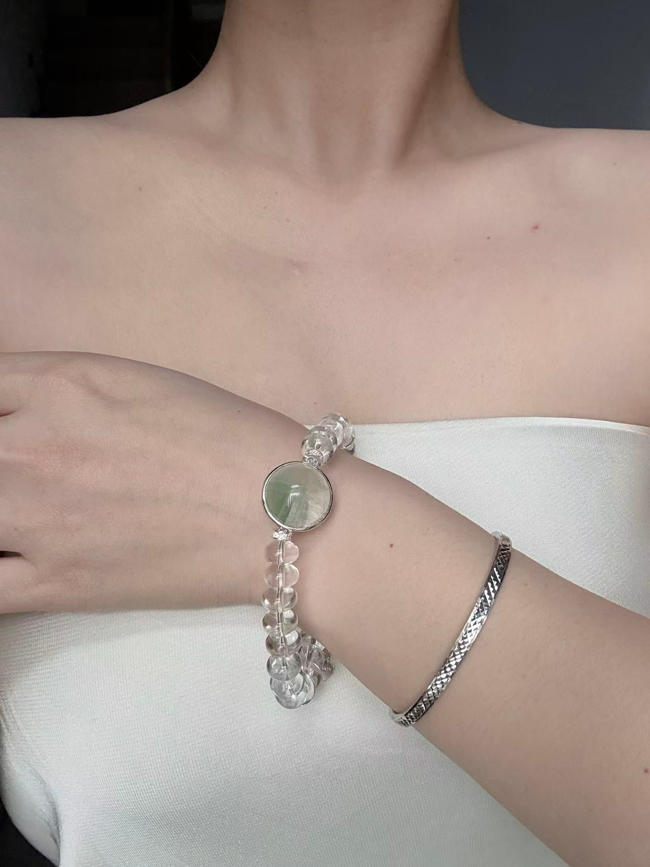 Tianshan Phantom Quartz & Clear Quartz Bracelet