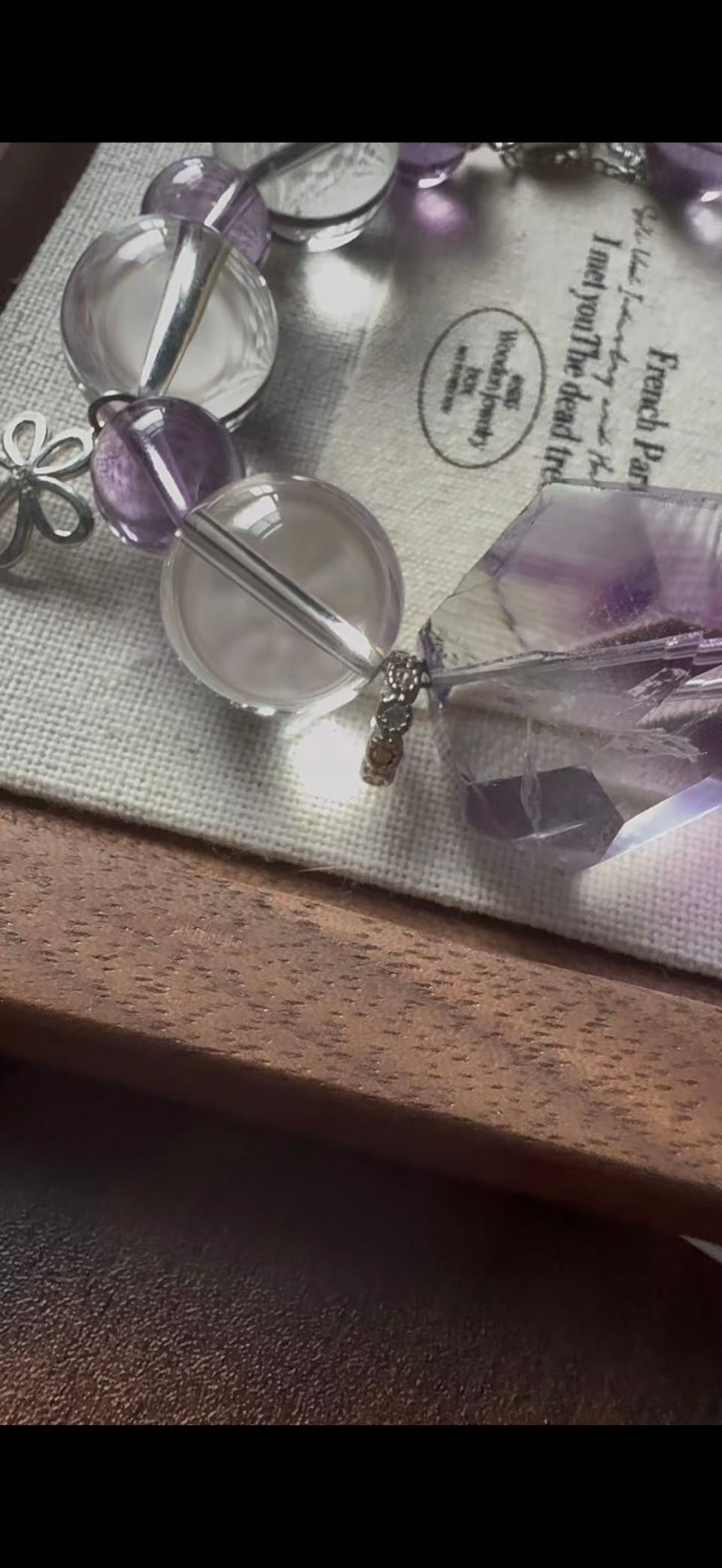 Bolivia Amethyst &2A Clear Quartz 925 Silver braclete；