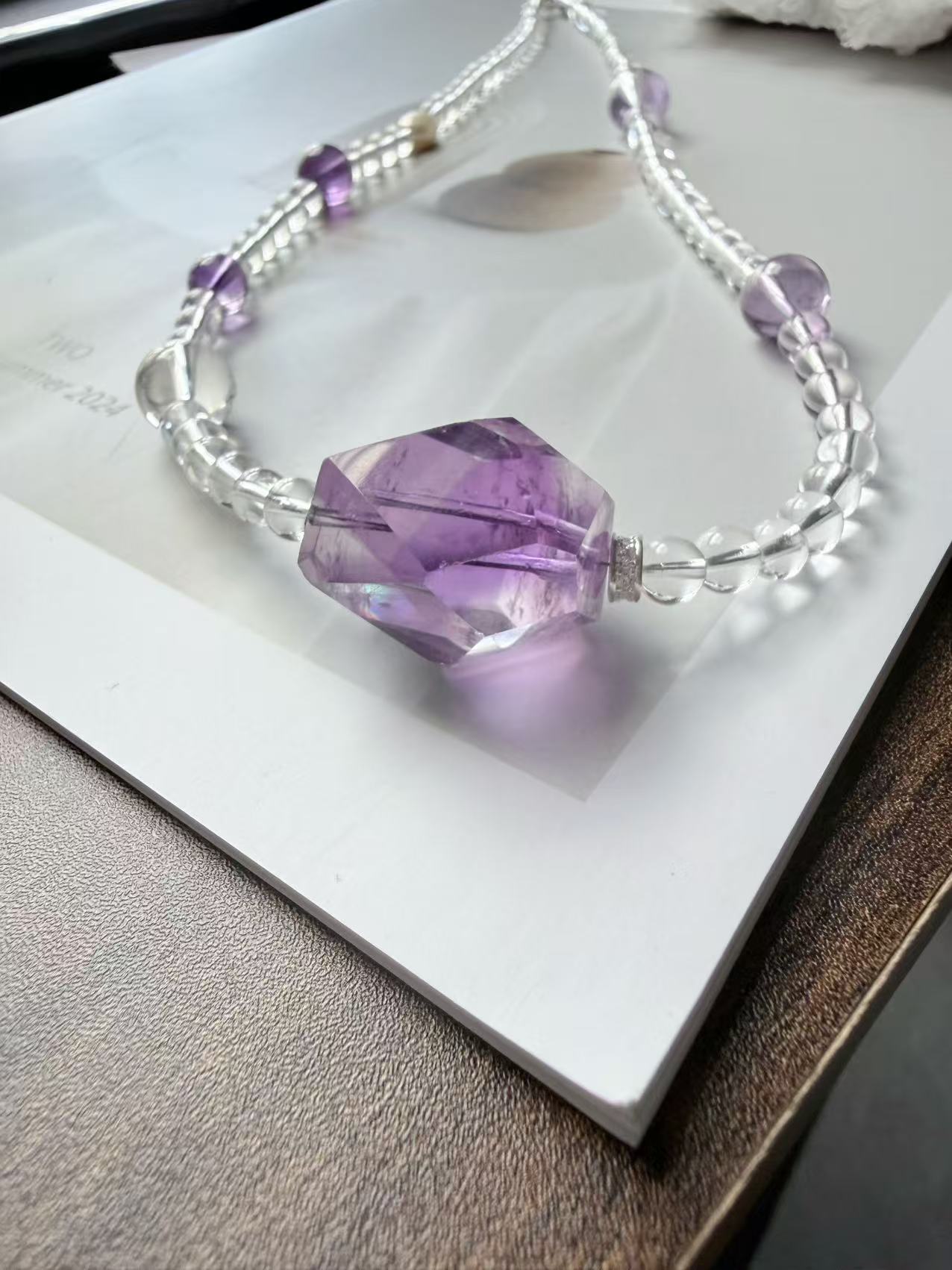 Bolivian Amethyst&2A Clear quartz S925 Necklace