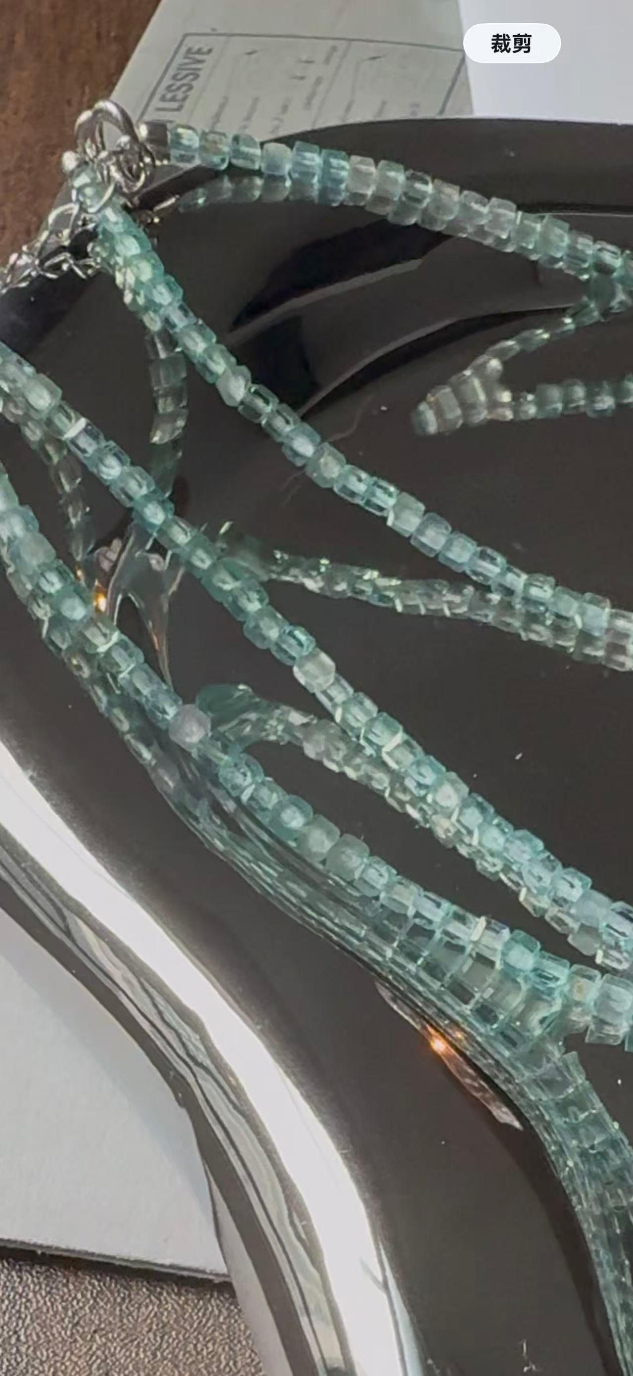 Light Blue Apatite 925 silver shell necklace