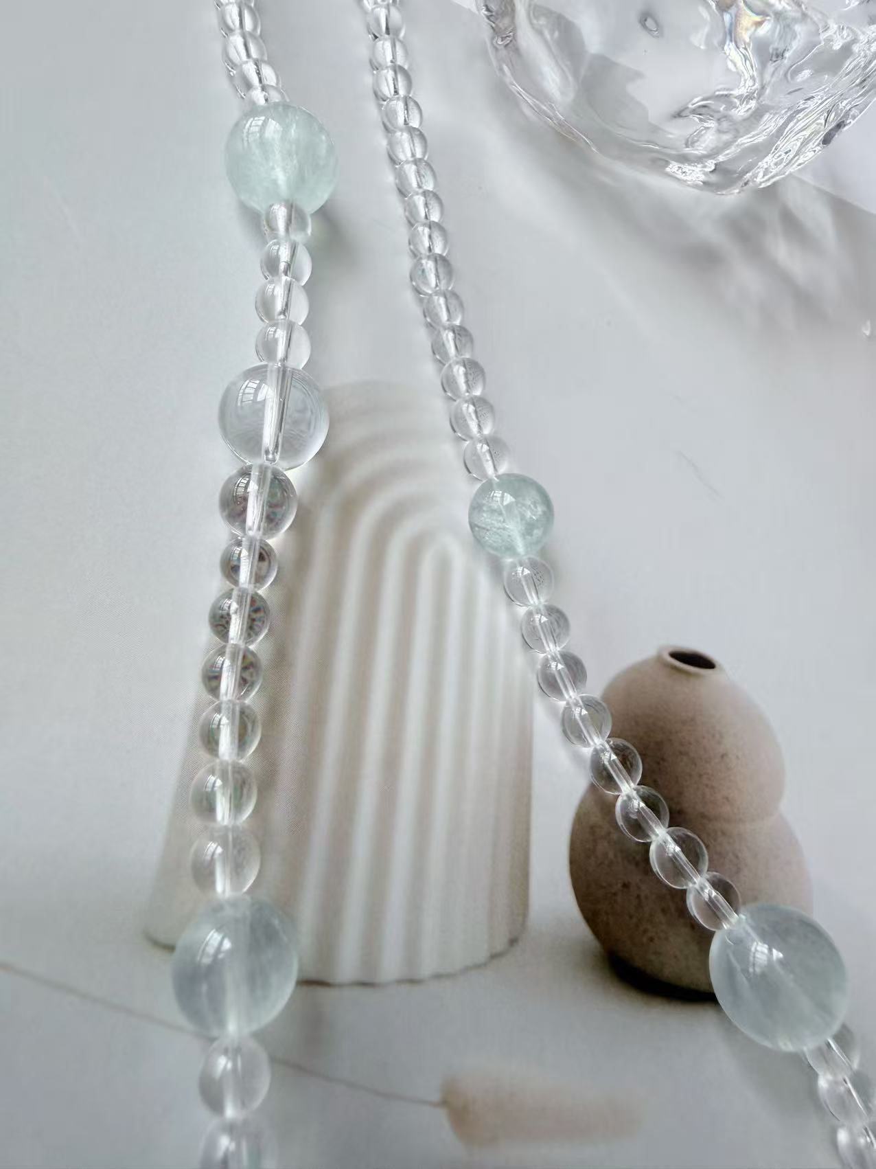 Blue Fluorite &amp; Clear quartz Necklace