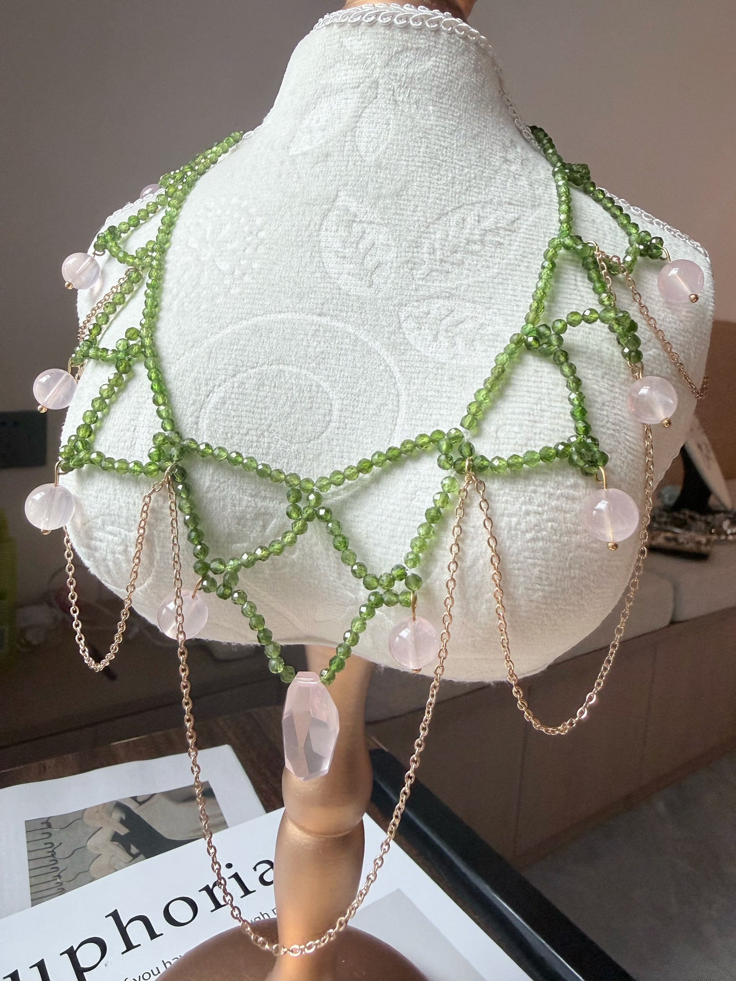 Diopside · Kunzite · Rose Quartz Vantage design Necklace