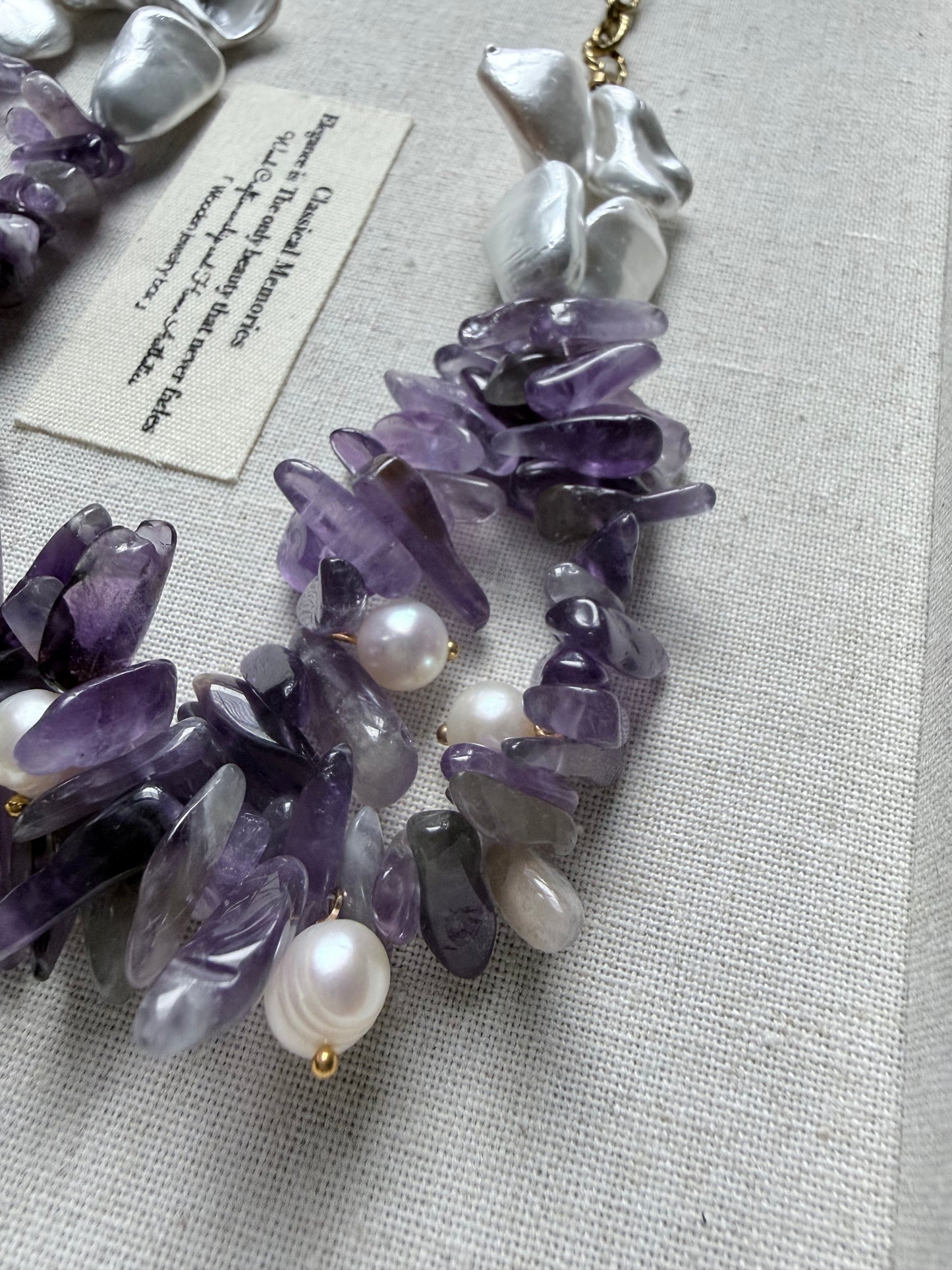 Amethyst&shell pear Titanium necklace