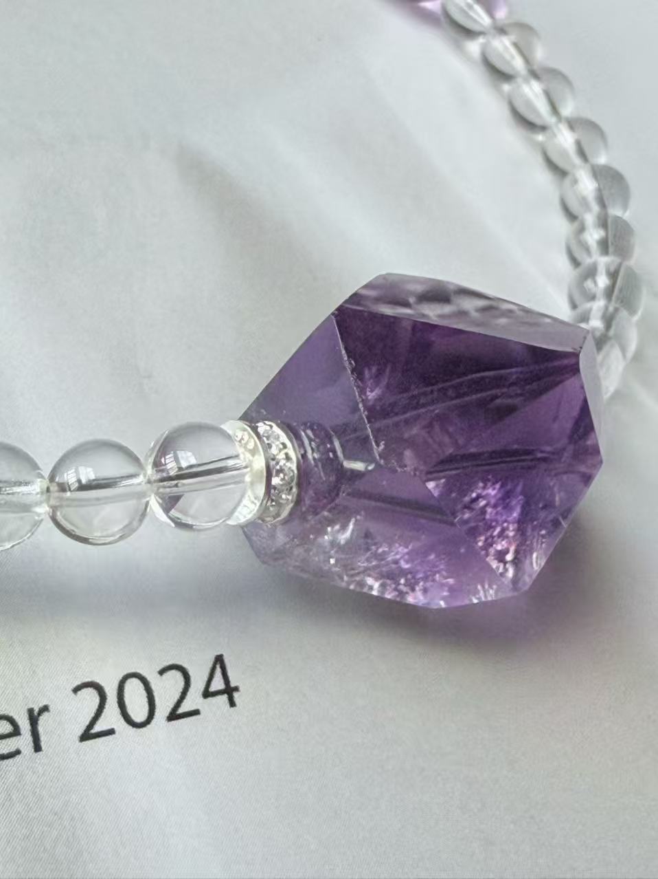 Bolivian Amethyst&2A Clear quartz S925 Necklace