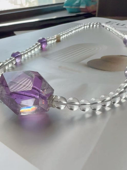 Bolivian Amethyst&2A Clear quartz S925 Necklace