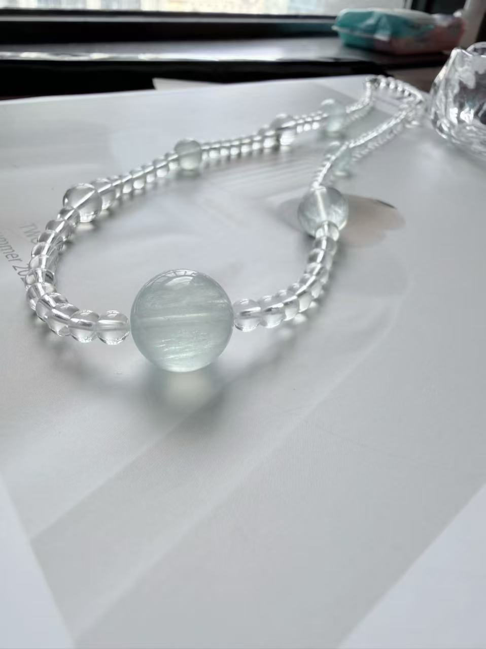 Blue Fluorite &amp; Clear quartz Necklace