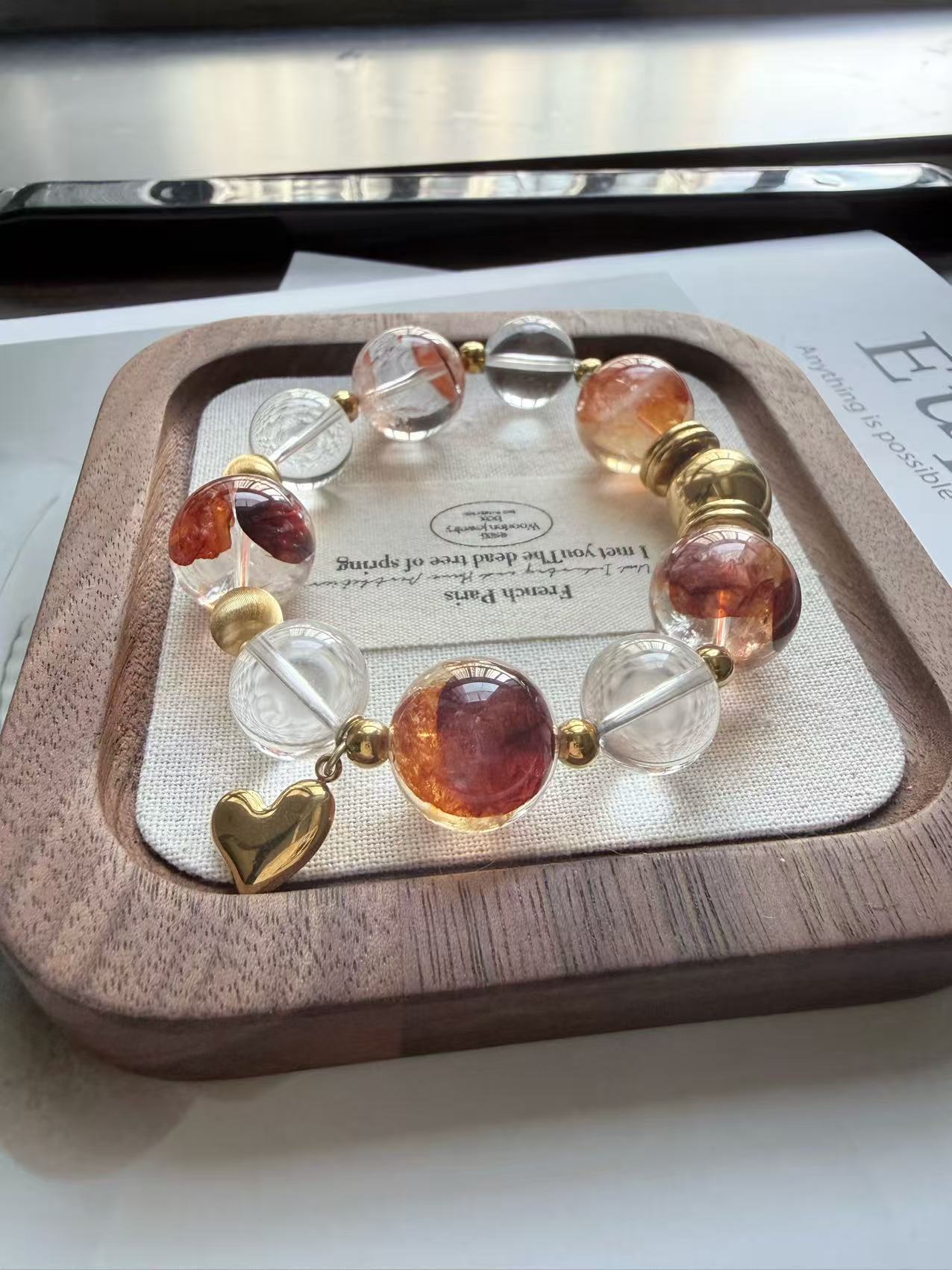 High Quality Red fire Quartz&Clear Quartz Bracelte