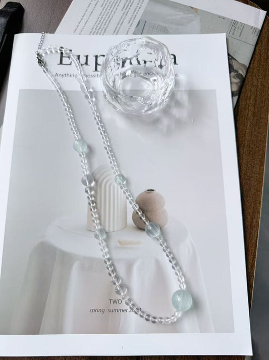 Blue Fluorite &amp; Clear quartz Necklace