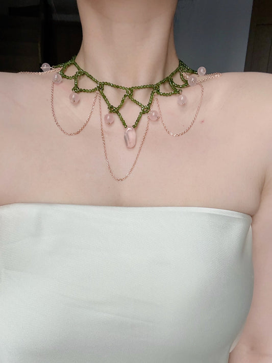 Diopside · Kunzite · Rose Quartz Vantage design Necklace